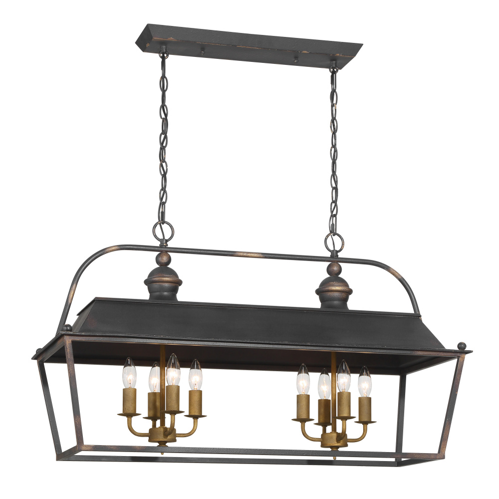 Golden Lighting Christoff 8-light Island Light in Antique Black Iron